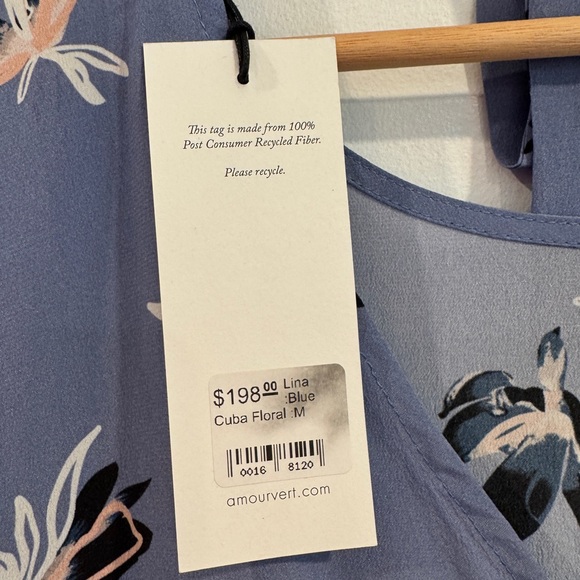 Floral Blue dress in silk by Amour Vert - Picture 2 of 7